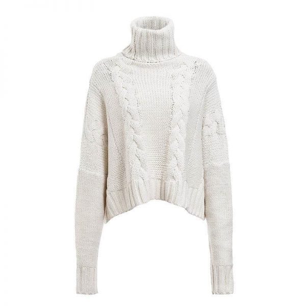 The Best Harajuku Turtleneck Crop Sweater Autumn Winter Knitted Jumper Online - Source Silk