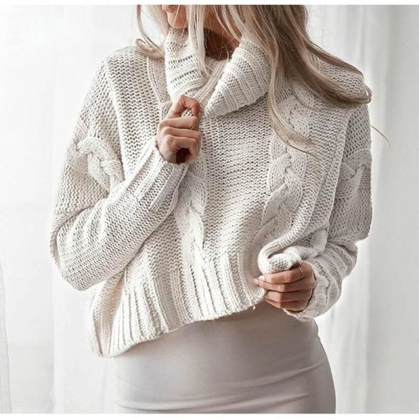 The Best Harajuku Turtleneck Crop Sweater Autumn Winter Knitted Jumper Online - Source Silk