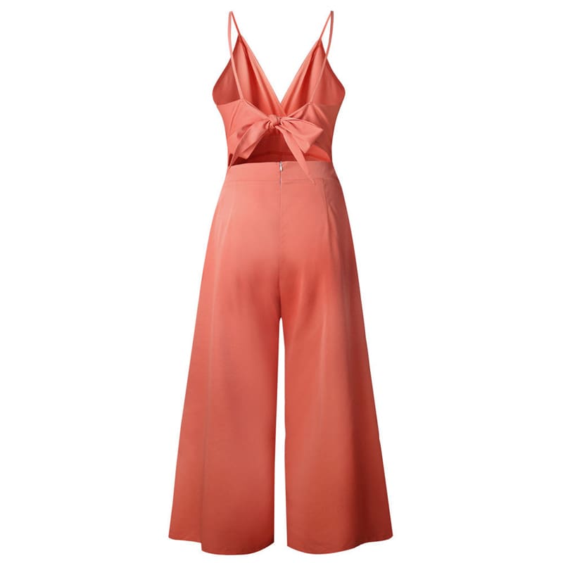 Women Boho Strap V Neck Backless Jumpsuit Ladies Holiday Playsuit Casual Long Pant Trouser Beach Jumpsuit