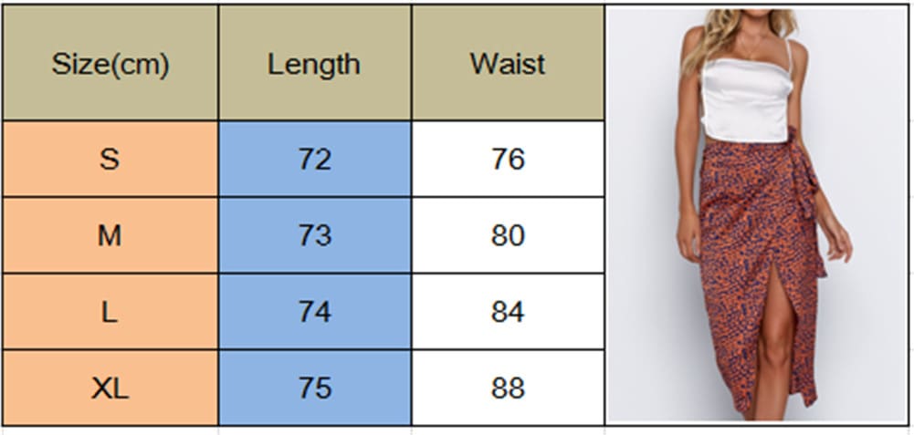 Women High Waist Leopard Print Split Midi Skirt Ladies Summer Holiday Casual Ruffle Asymmetric Wrap Sundress