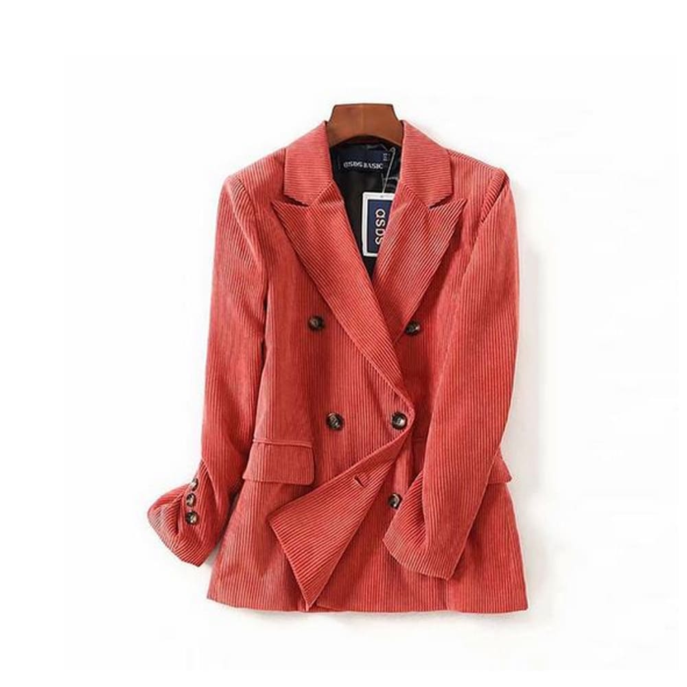 Vintage Double Breasted Solid Women Blazer Pockets Jackets Female Retro Suits Coat Feminino blazers Outerwear high quality