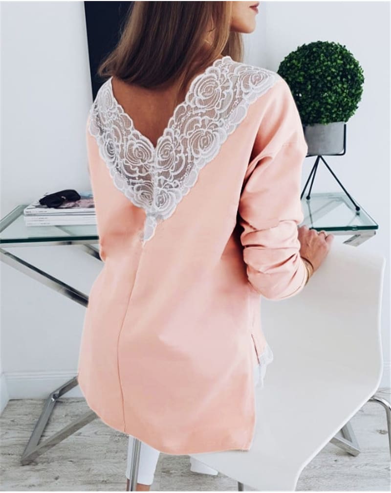 Women Long Sleeve T shirt Loose Lace Top Ladies Tee shirt Femme Fashion Cute Sweet Shirt Casual Streetwear