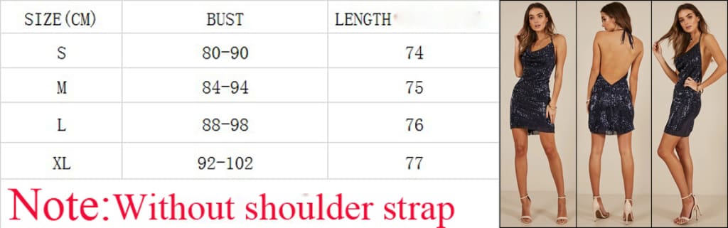 New Fashion Womens V Sequins Backless Casual Ladies Off-Shoulder Halter Party Evening Mini Clubwear Dresses Female Clothes