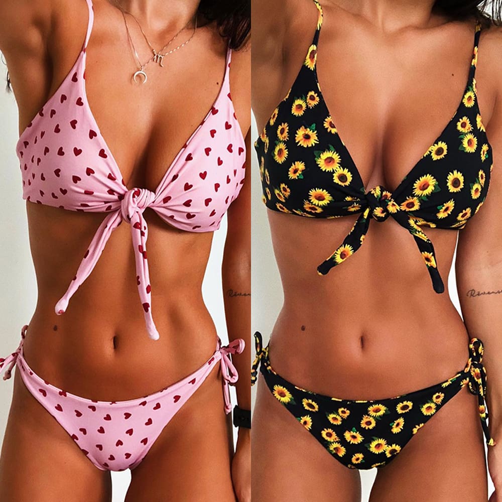 Summer Bikini Set Explosion Models WomenS Sexy Print Swimsuit Bikini Solid Separate Swimsuit Bikinis Maillot De Bain Femme New