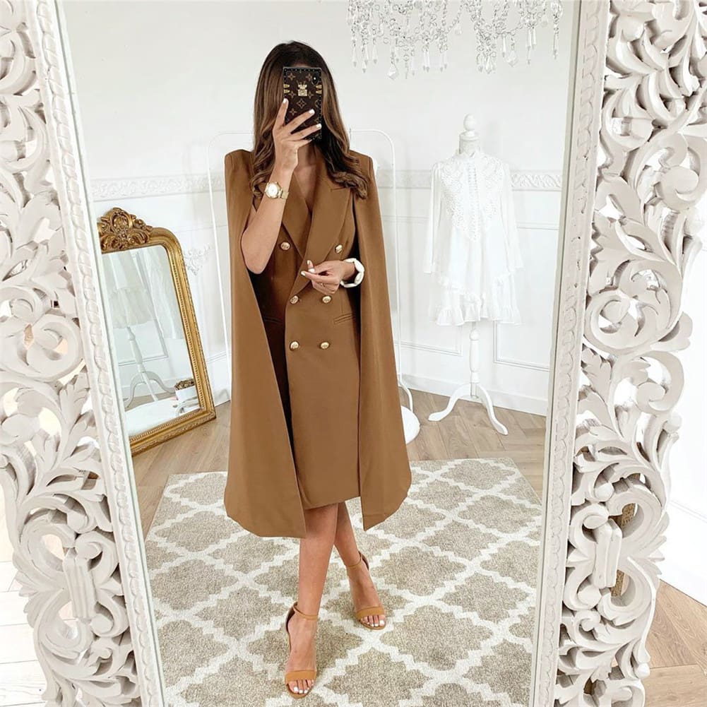 Fashion Women Long Poncho Cape Coat Jacket Office Work Casual Blazer Suit Shawl Plus Cloak Cardigan Career Outwear