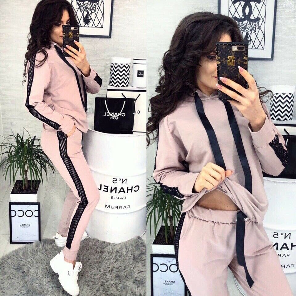 Womens 2pcs Sport Sets Lady Autumn Tracksuit Long Sleeve Hoodie Tops Sweatpants Warm Outfits Running Suit Sportswear