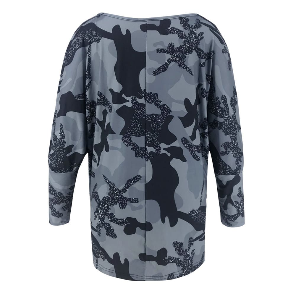 Women Loose Ladies Blouse Shirt Long Sleeve Summer Tops V neck Casual Camouflage Basic Tee Blouse Streetwear