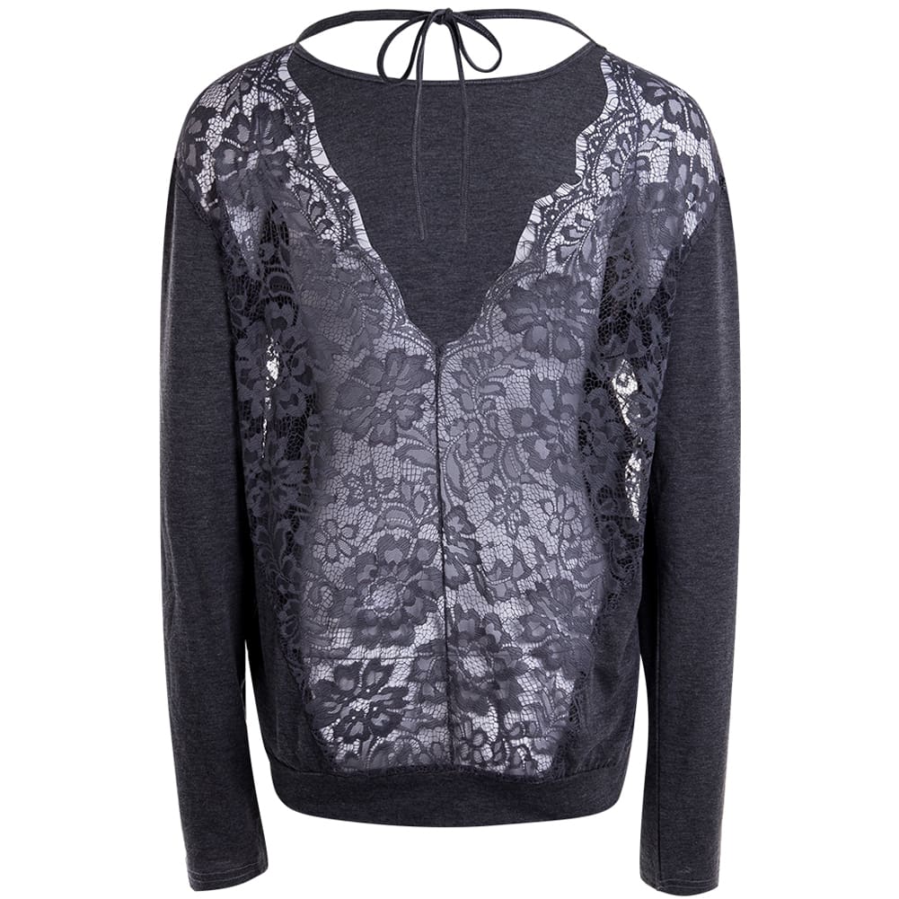 Women Long Sleeve Loose Lace Floral Tee shirt New Casual O neck Perspective See through Shirt Tops T-Shirt