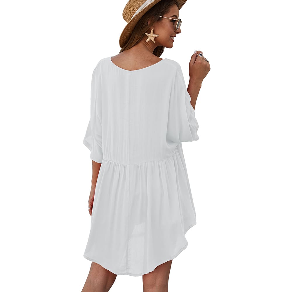 Short Sleeve Tunic Top Pullover Ladies Casual Solid Loose Jumper Blouse Tee Shirt