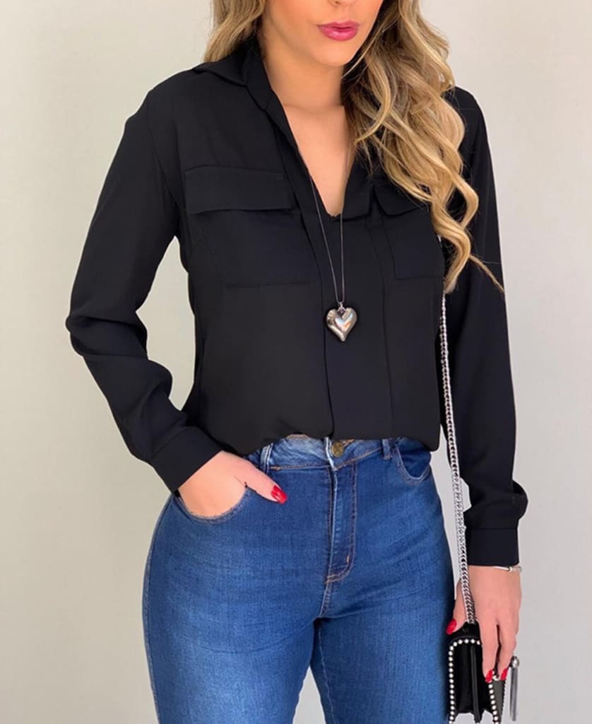 2019 Fashion Elegant Women Casual Long Sleeve Blouse Loose Tops OL Ladies Office Work Plain Collar Shirt