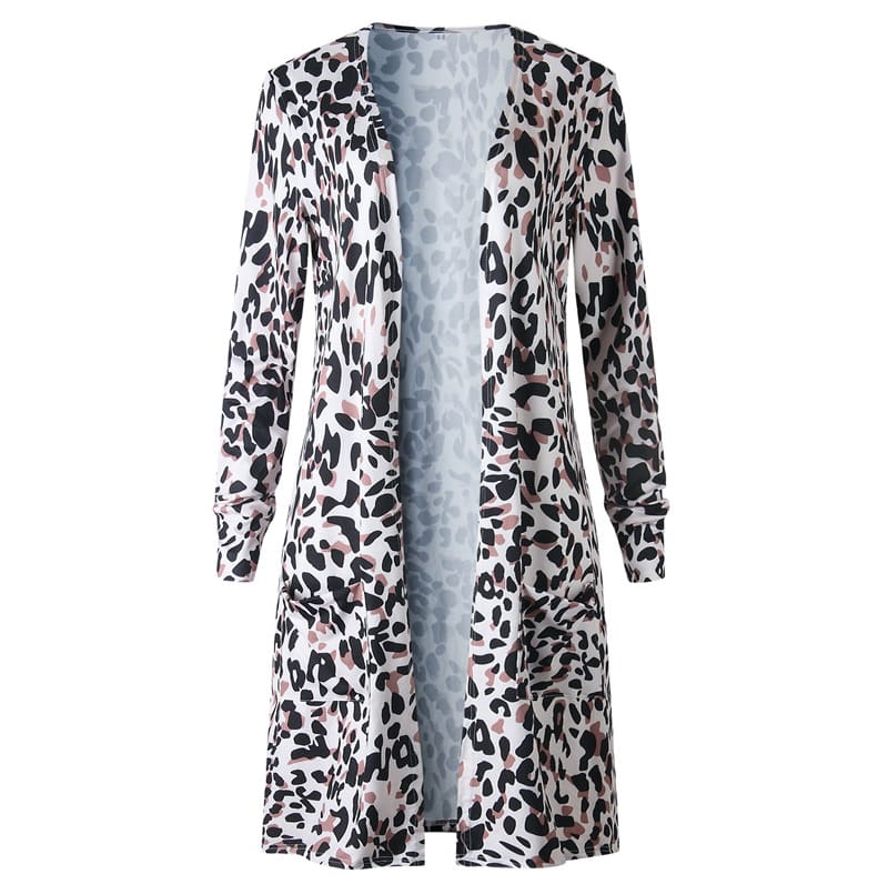 Fashion Leopard Womens Long Sleeve Cardigan Tops Loose Long Blouse Outwear Streetwear