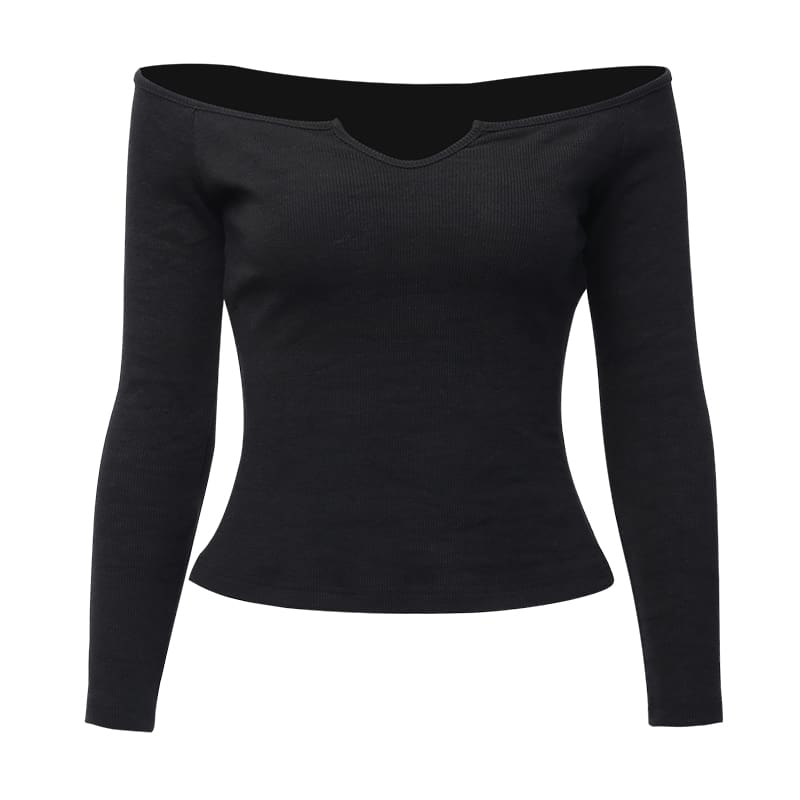 Fashion Women Summer Autumn Casual Tops Vest Off Shoulder Long Sleeve T-Shirt Simple Skinny Slim Fit Sexy Tees