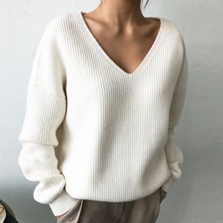 Fashion Women Long Sleeve Knitted Sweater Knitwear Jumper Outwear Autumn Winter Casual Tops Pullover V neck Sweaters One Size