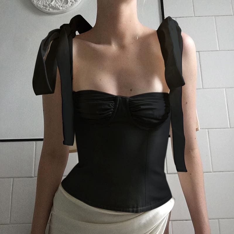 Women Wide Strap Bandage Bust Tank Tops Sexy Bodycon Sleeveless Vest Cami Vest Tube Blouse