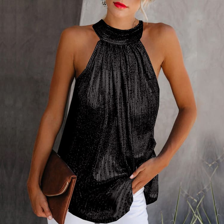 Womens Halter Neck Tank Tops Fashion Casual Ladies Summer Sleeveless Blouse Shirt Vest Holiday Streetwear