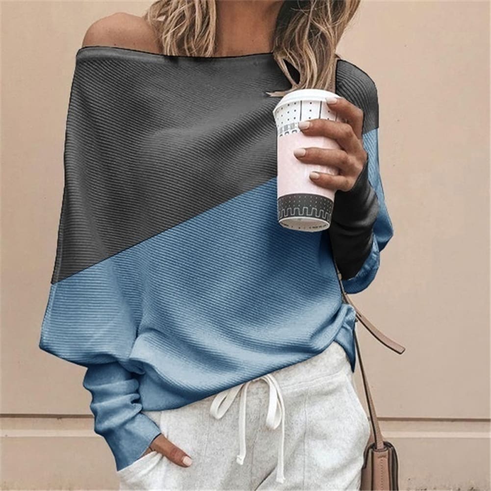 New Womens Stitching Colour Autumn Baggy Ladies Casual Top Loose Blouse Oversized Jumper Shirt Tops Outwear