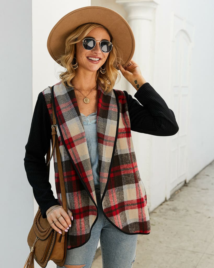 Women Casual Jacket Blazer Fashion Plaid Checks Winter Long Sleeve Cardigan Knitwear Outwear Coat Suit Jumper Top