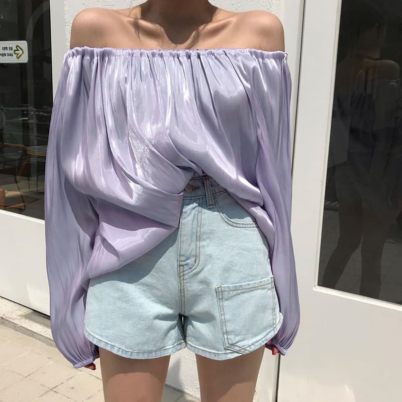 Women Off Shoulder Autumn Summer Blouse Top Ladies Long Sleeve Casual Tops Shirt Holiday Beach Streetwear