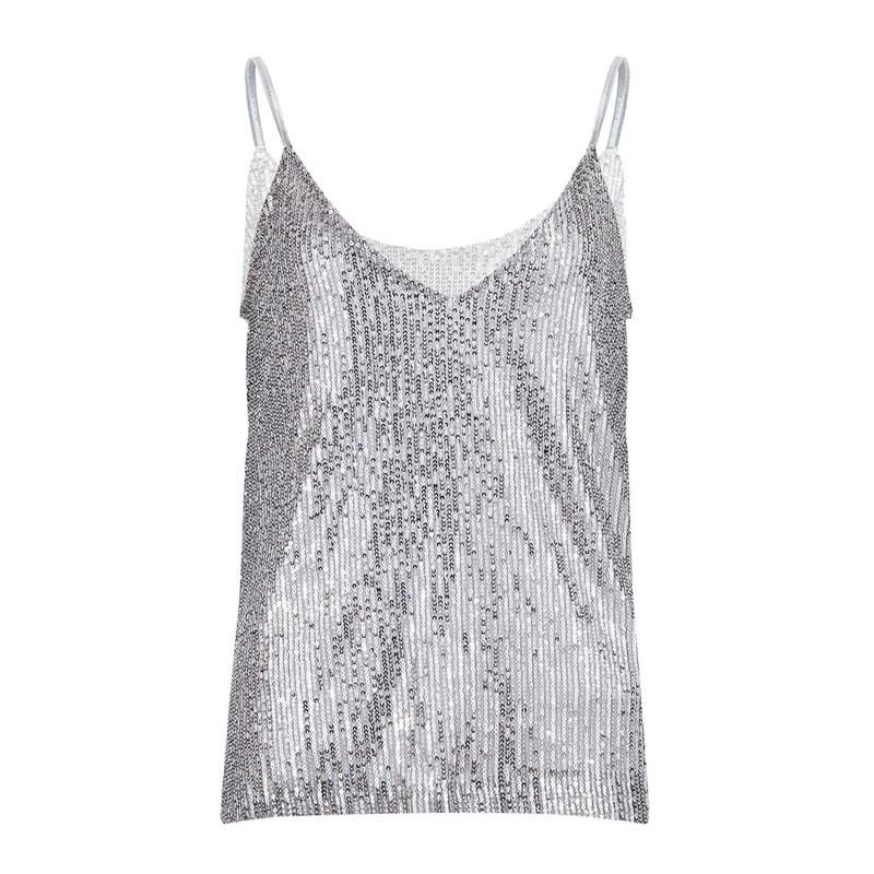 Fashion Women Sequined Bling Shiny Tank Tops Summer Sexy Ladies Sleeveless Casual Tank Top Shirt Vest Cami