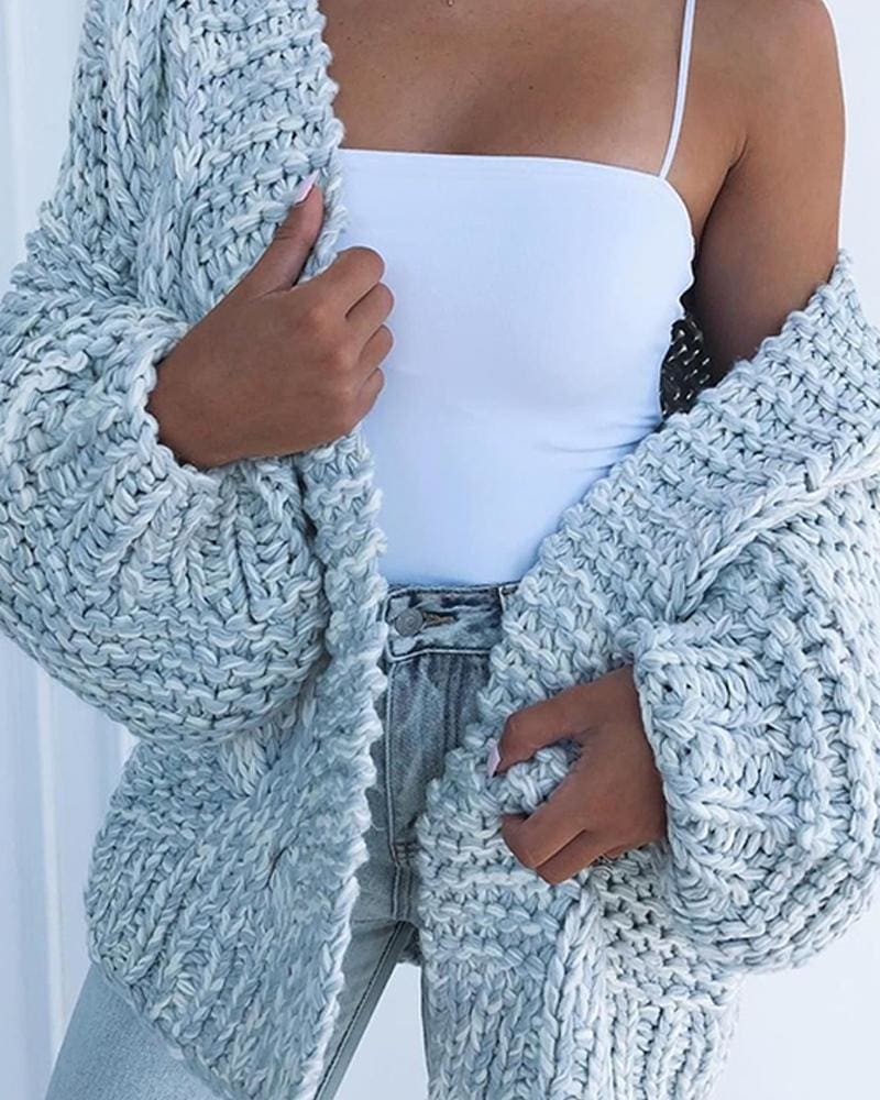 Loose Knitted Casual Cardigan Tops Women Long Sleeve Sweaters