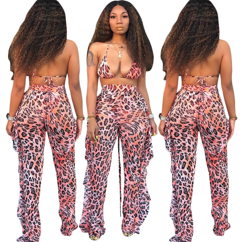 Womens Bandeau Crop Top Wide Leg Long Pants Outfit Set Sexy Ladies Loose Summer Beach Jumpsuit Romper Beachwear