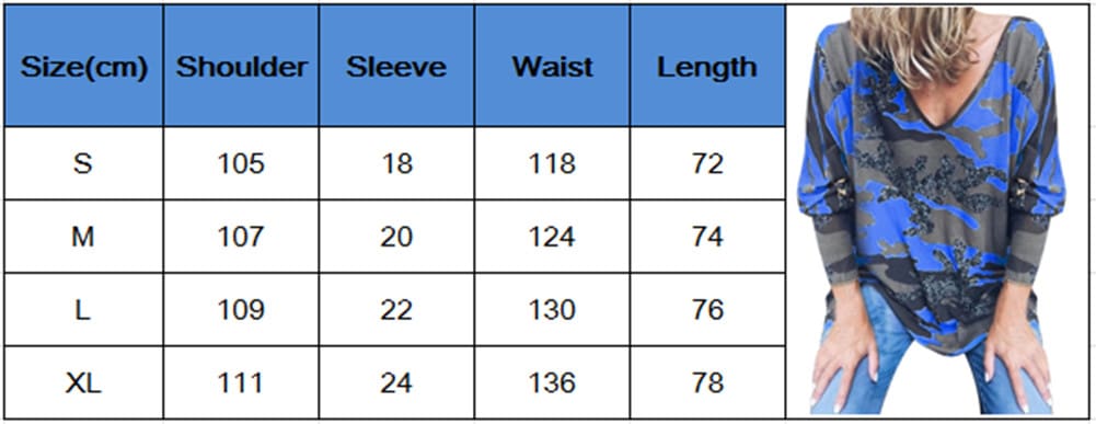 Women Loose Ladies Blouse Shirt Long Sleeve Summer Tops V neck Casual Camouflage Basic Tee Blouse Streetwear