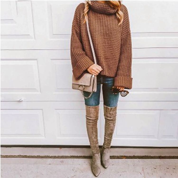 Autumn Knitted Sweater Women Long Loose Sleeve Sweaters Oversize