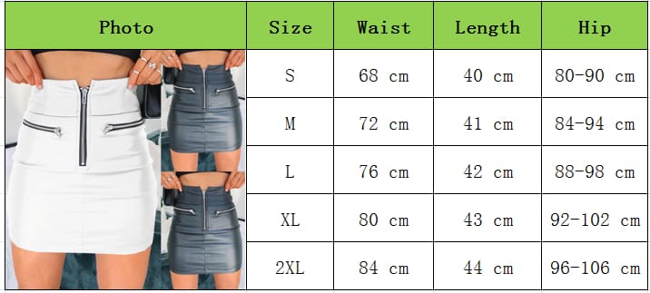 Women High Waist PU Leather Bodycon Mini Skirt Ladies Evening Party Zipper Skirt