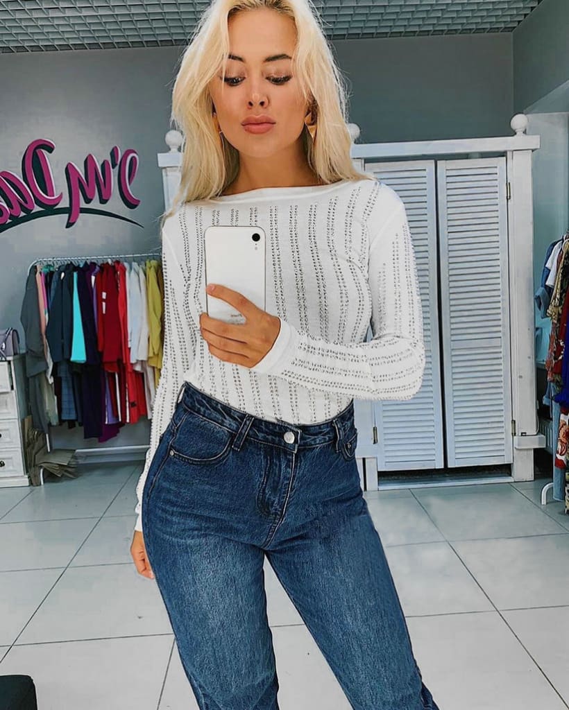 New Women Long Sleeve Loose Tee Shirts Fashion Ladies Autumn Winter Diamond Shining Casual Slim Fit Blouse Tops Shirt