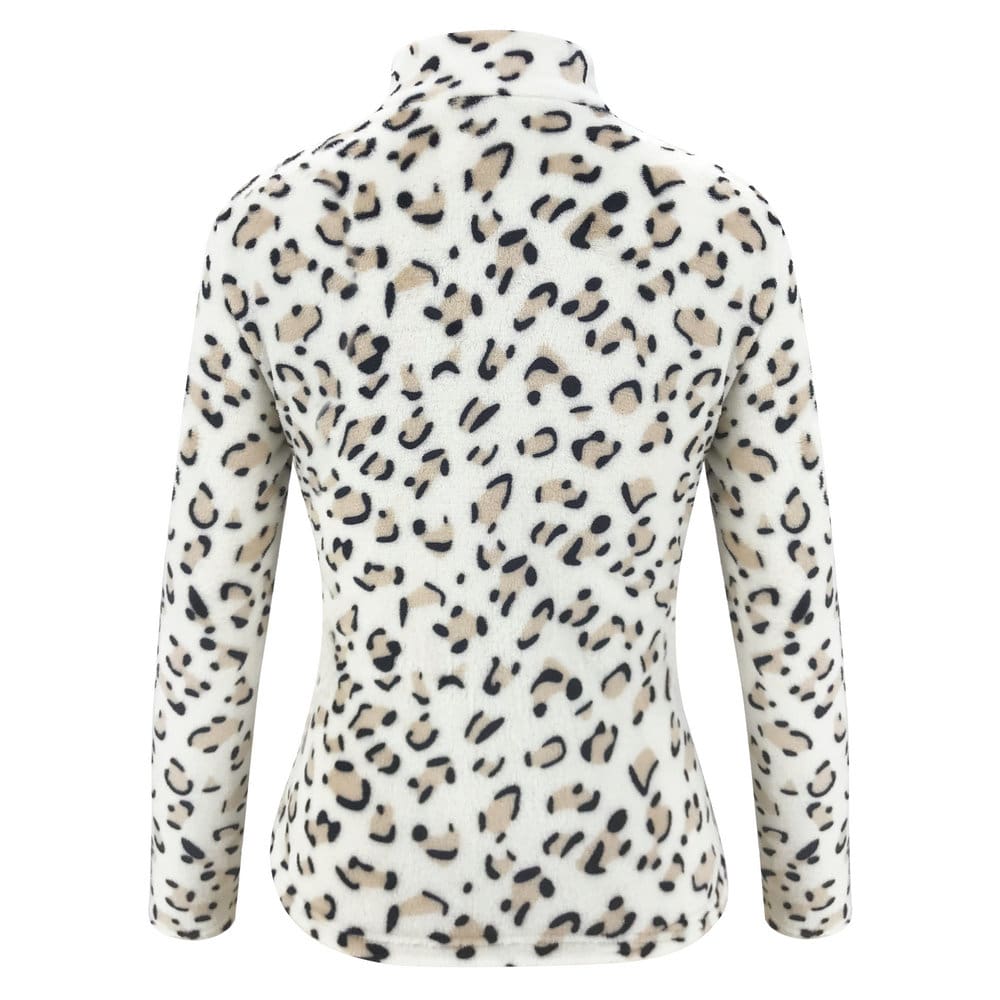 Womens Casual Hoodie Sweatshirt Leopard Long Sleeve Pullover Hoody Jumper Fashion Zipper V Neck Winter Warm Tops