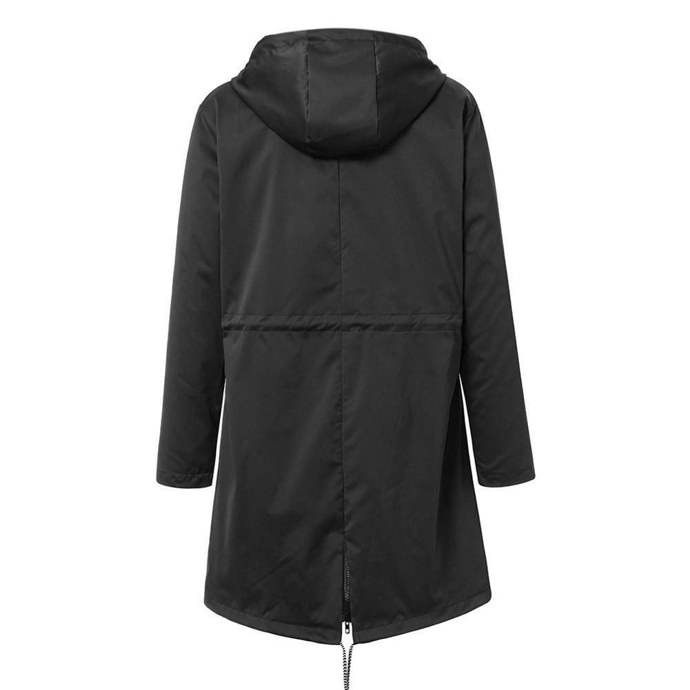 Women Hooded Coat Windproof Rain Coat Parka Zip Jacket