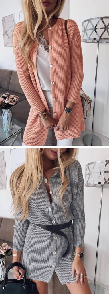 Women Lady Winter Warm Casual Open Front Button Down Slim Cardigan Coats Baggy Long Sleeve Jumper Sweater Top