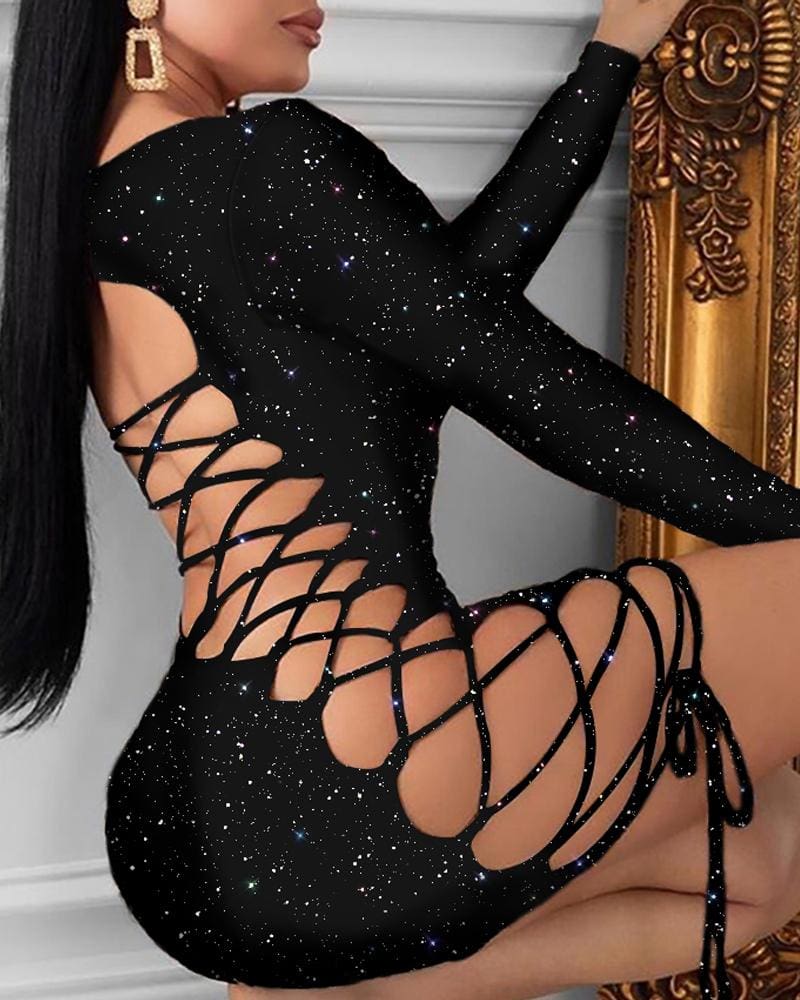 Womens Bandage Bodycon Dress Ladies Long Sleeve Backless Evening Party Clubwear Short Mini Female Dress