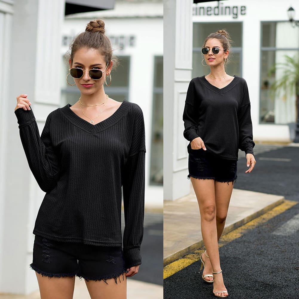 New Women Long Sleeve Loose T Shirts Fashion Ladies One Shoulder Summer Casual Pullover Tops Shirt Sweatshirt