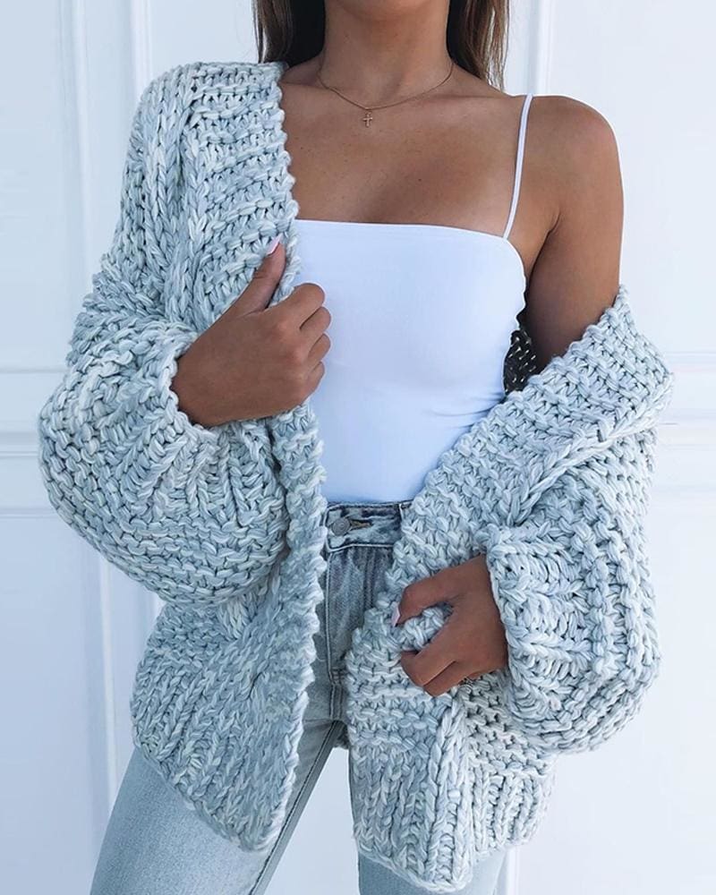 Loose Knitted Casual Cardigan Tops Women Long Sleeve Sweaters