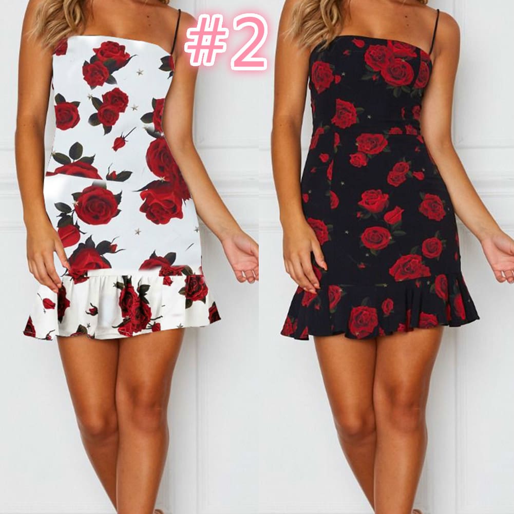 Women Mini Floral Dress Summer Fashion Ladies Slim Bodycon Party Clubwear Beach Holiday Sleeveless Zipper Sundress