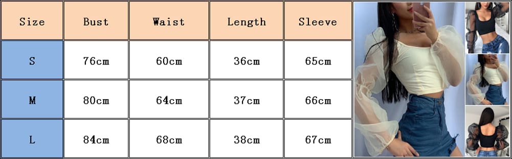 Fashion Women Puff Long Sleeve Sheer Mesh Solid Vest Crop Tops Ladies Sexy Summer Beach Tank Blouse Shirt