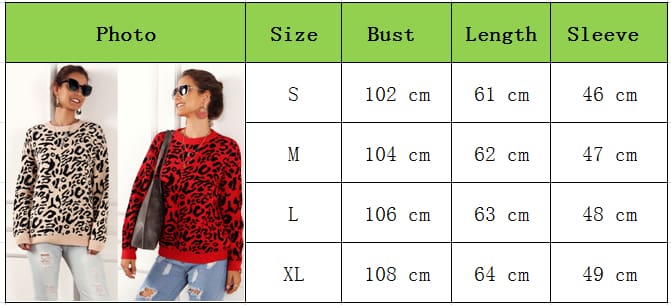 Womens Autumn Winter Sweater Long Sleeve Leopard Print Ladies Girl Knitted Jumper Pullover Tops Sweaters Streetwear