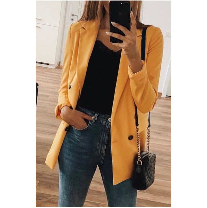 Office Lady Top Long Sleeve V Neck OL Blazer feminino Eleagnt veste femme vintage Classic Streetwear