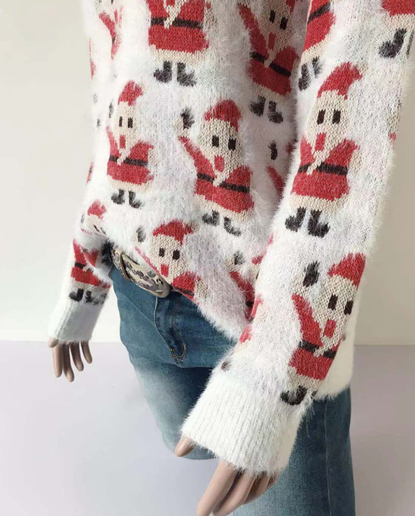 New Fashion Women Christmas Xmas Winter Warm Sweater Tops Ladies Santa Claus Jumper Pullover Blouse Sweatshirt