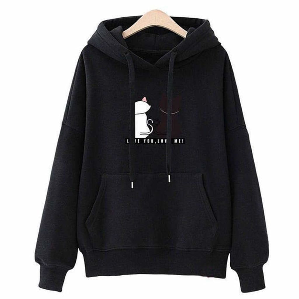 Womens Hooded Tops Fashion Long Sleeves Pocket Pullover Hoodies Solid Color Heart-Shaped Print Women Clothes