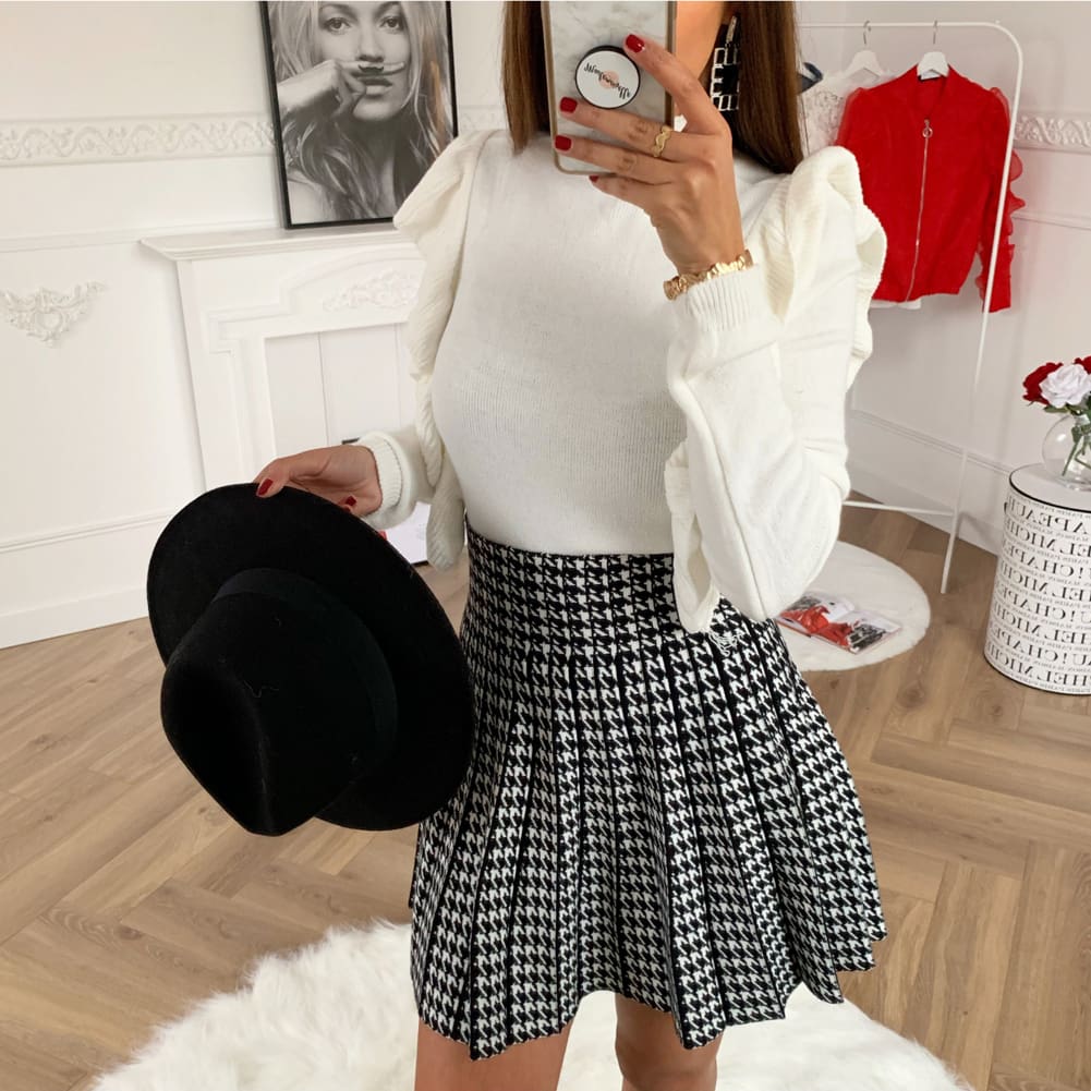 Women High Waist Plaid Skirts Flared Pleated Short Skirt Femme Uniform School Girl Mini Skirts Womens Mini Skirt