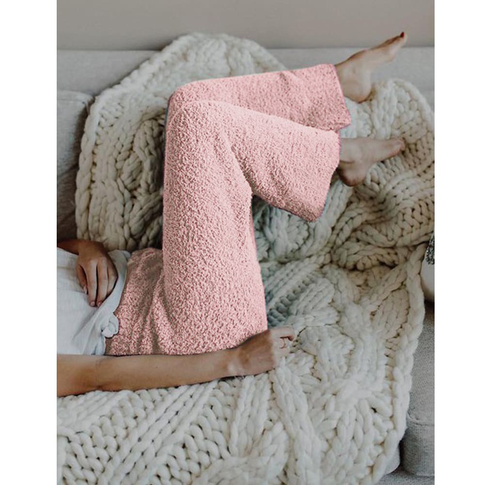 Women Loose Wide-legged Casual Home Fleece Pants Trousers Warm Nightwear Winter Bottoms Flannel Sleepwear Pants