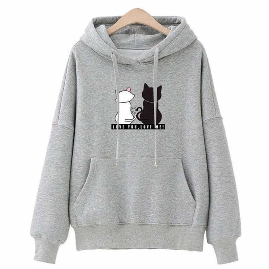 Womens Hooded Tops Fashion Long Sleeves Pocket Pullover Hoodies Solid Color Heart-Shaped Print Women Clothes