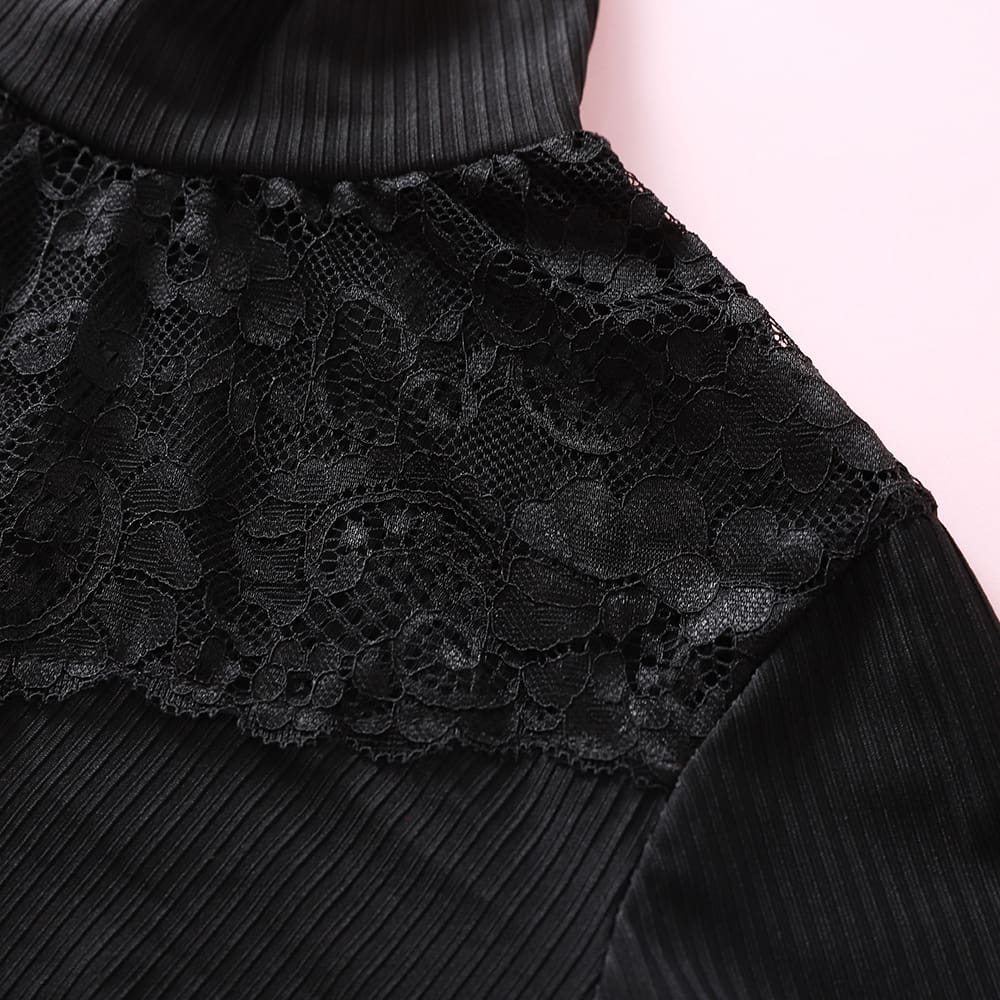 Lady Women Lace Hollow Out Stand Collar Slim Fit Comfortable Bassic Shirt Top Long Sleeve Casual Tops