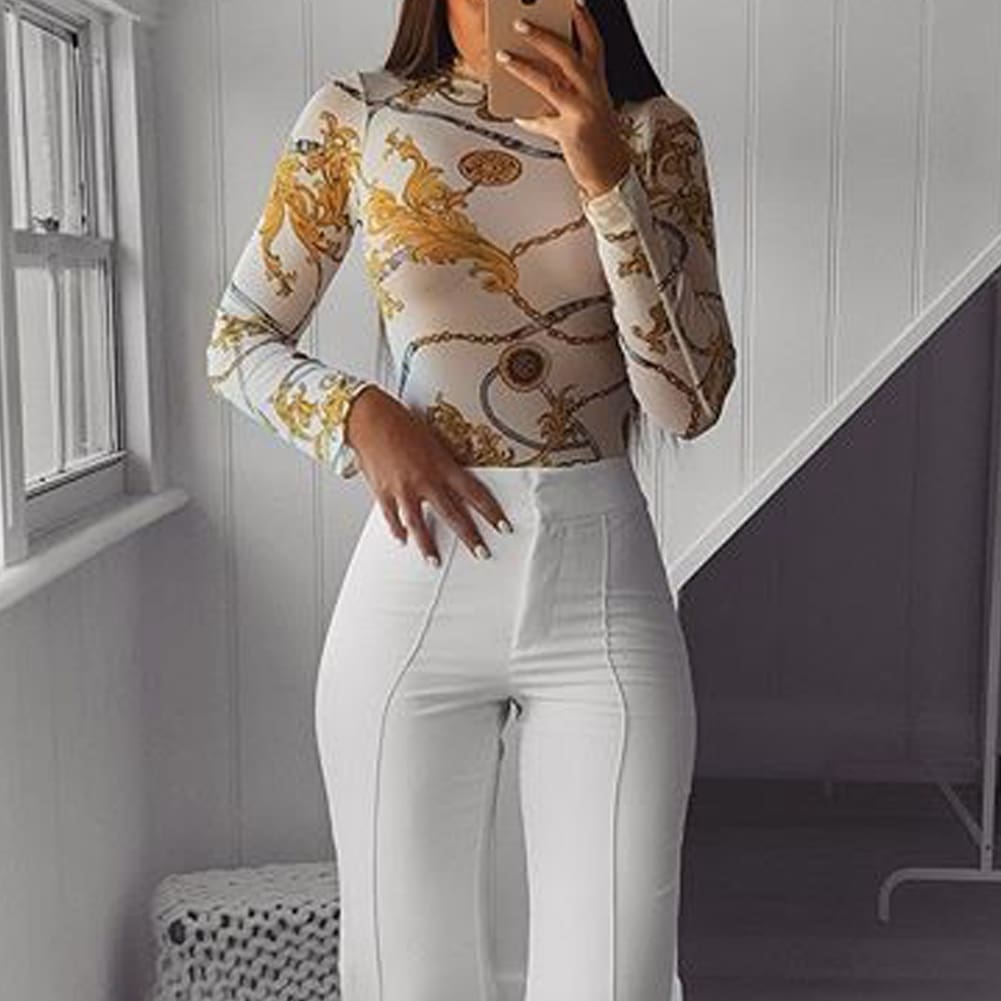 Women Mesh Sheer Net See-through T shirt Ladies Long Sleeve Floral Slim FIt Crop Top Shirt Tee Summer Clothing