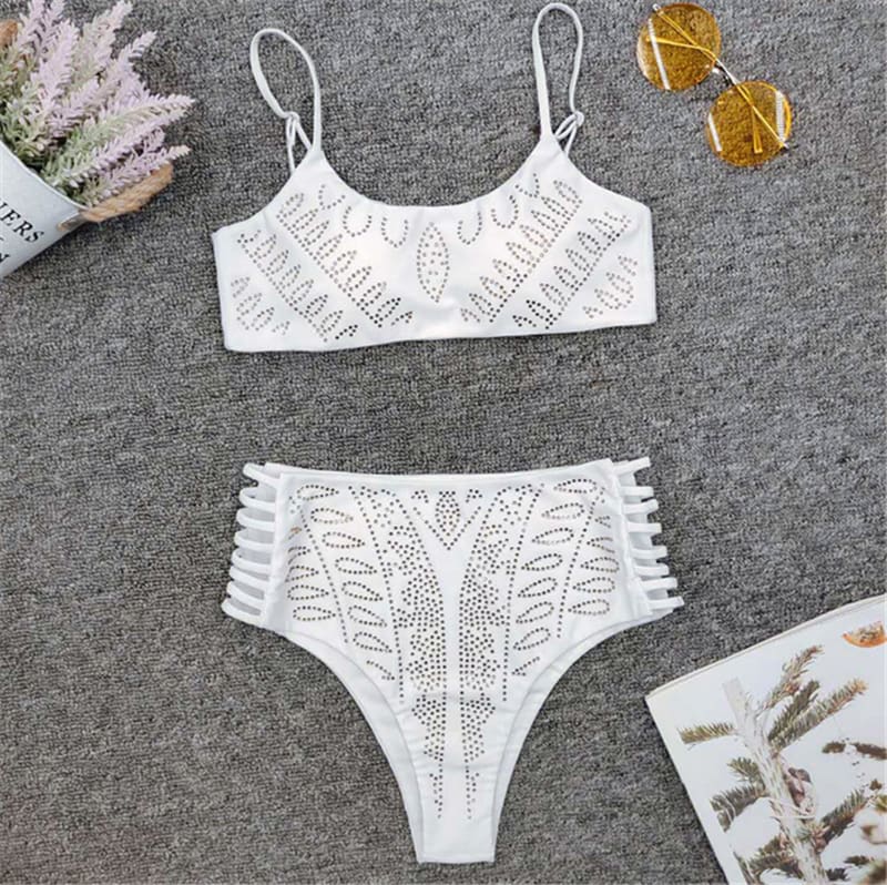 Two-Pieces Summer Womens Bikini Set Push-Up Padded Bra High Waist Swimwear