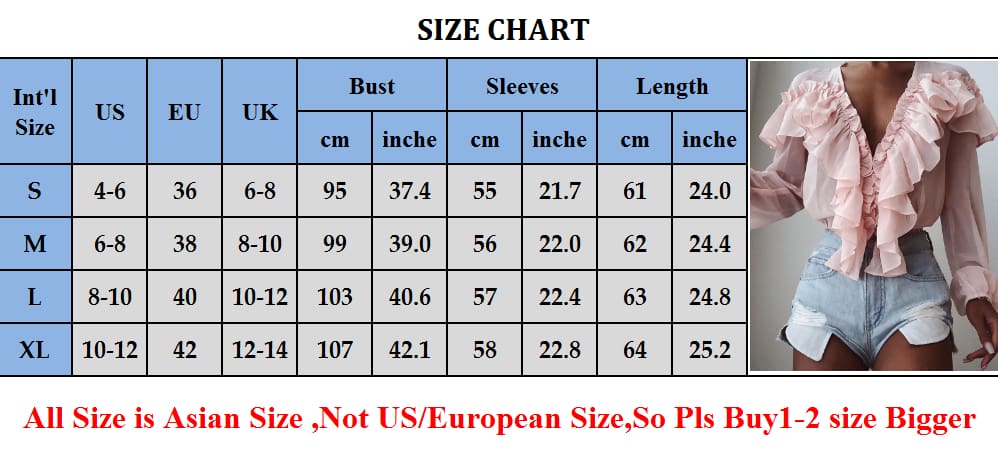 Women Chiffon Solid Color V-Neck Ruffle Trim Blouse Casual Long Sleeve Loose Top Ladies Holiday Clothing Streetwear