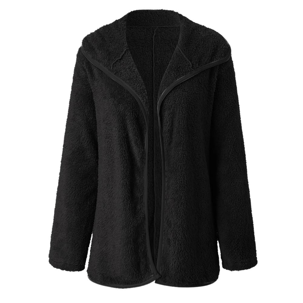 Women Lapel Loose Solid Color Jackets Ladies Casual Warm Cashmere Wool Coat Fluffy Woolen Teddy Bear Cardigan Tops