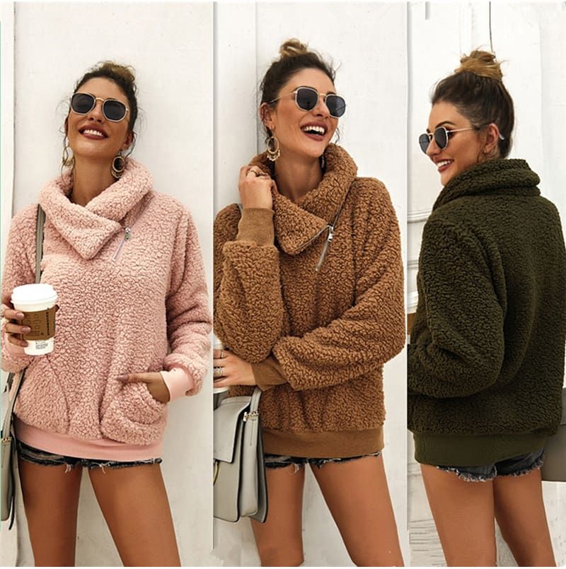 Fashion Hoodies and Sweatshirts Women Autumn Winter Warm Ladies Top Long Sleeve Plain Solid Casual Sweatshirt Streetwear